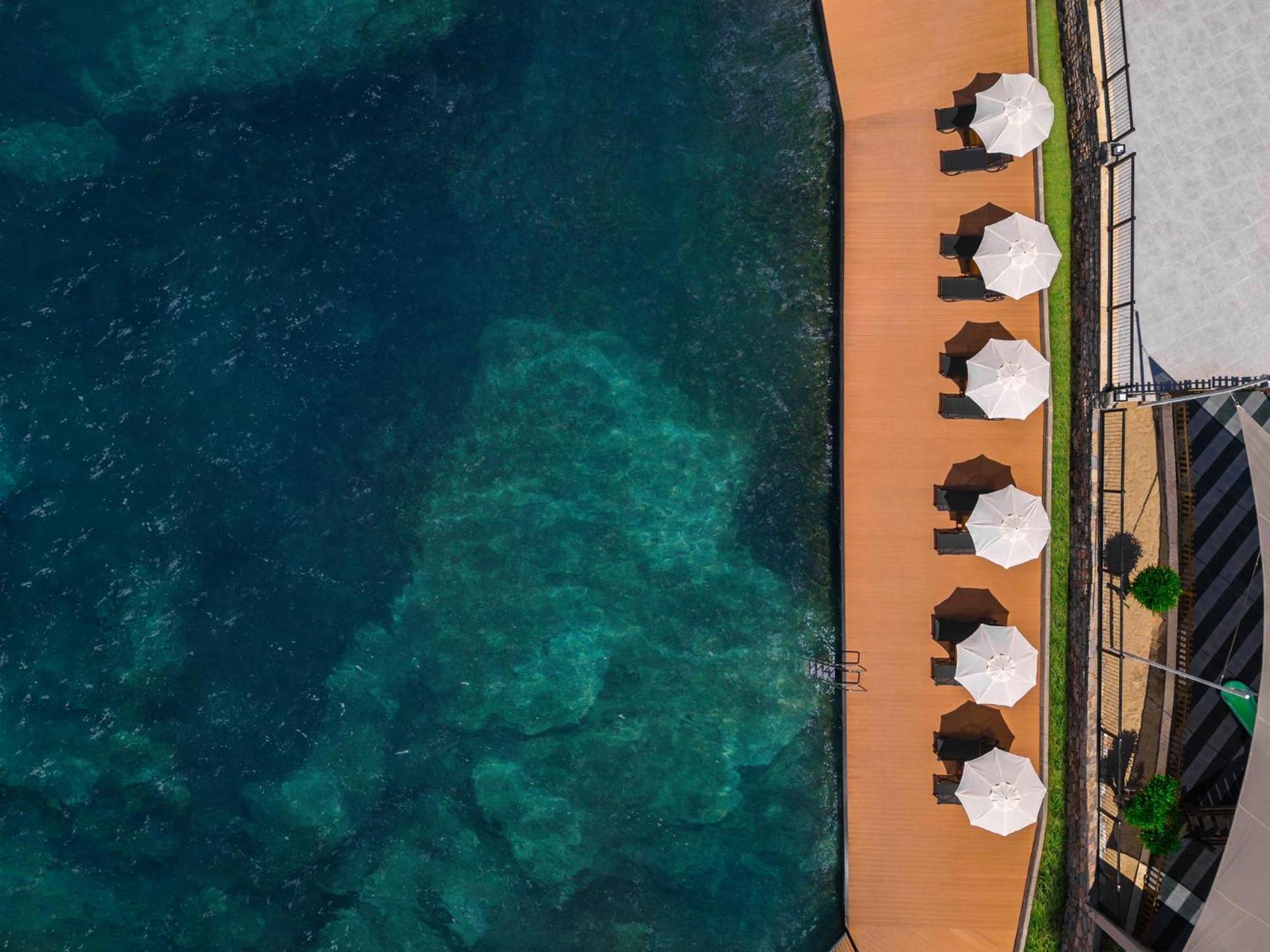 라브란다 Tmt 보드룸 리조트 Bodrum 외부 사진 Aerial view of the pool at the hotel